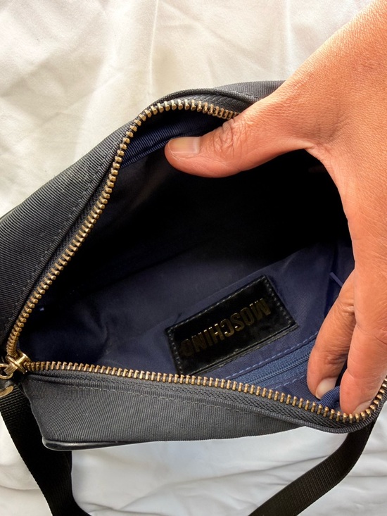 MOSCHINO Nylon Canvas Waist Pouch Shoulder Bag Black Gold Logo Used From Japan - Picture 7 of 8